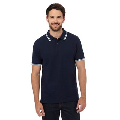 Maine New England Big and tall navy tipped collar pique polo shirt
